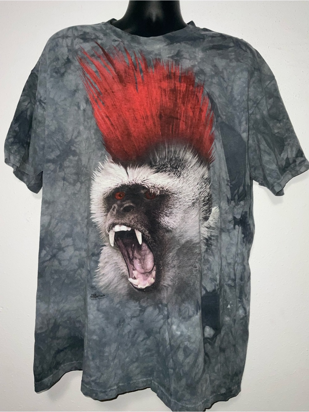 The Mountain Punky Mohawk Vervet Monkey Tie Dye T Shirt 2XL Y2K Alt Grunge